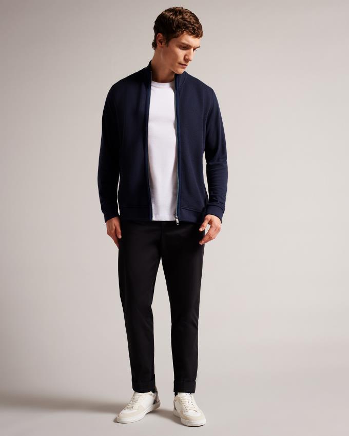 Veste Ted Baker Textured Zip Through Bleu Marine Homme | AOS-15562998